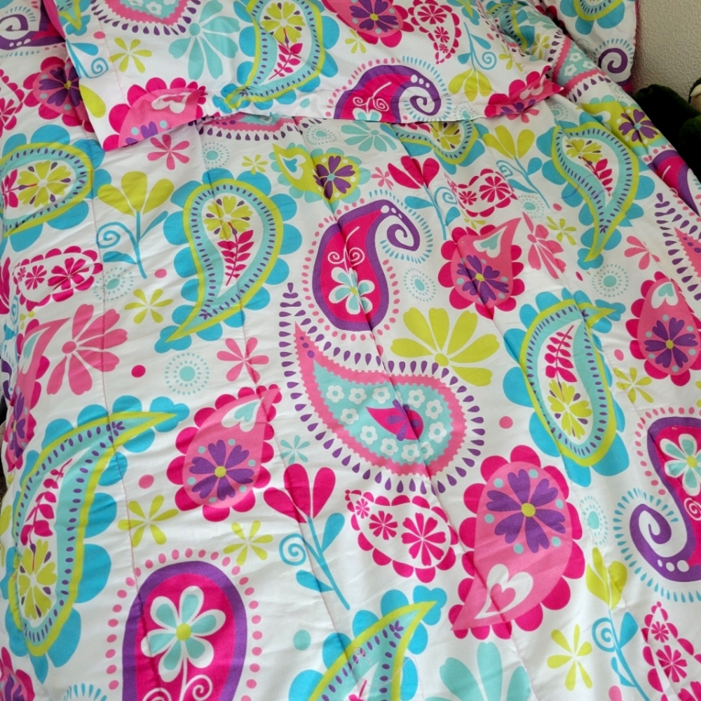 Twin size, Pink Paisley comforter set